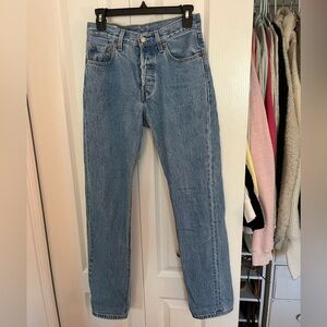 Levi's 501 Blue High-Rise Straight Leg Jeans Classic Denim